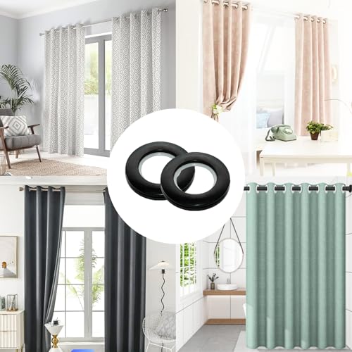 20-Pack Black Curtain Grommets, 40mm Inner Diameter Silencing Eyelet Rings