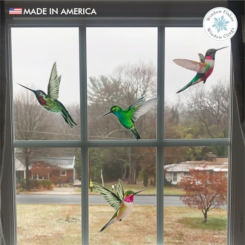 Hummingbird Window Clings - 4-Pack Bird Strike Prevention