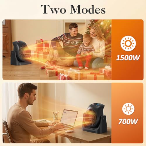 2-in-1 Portable Space Heater and Desk Fan Combo for Home Office