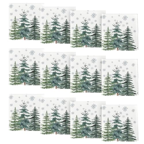 Horaldaily 18" x 18" White Christmas Cloth Napkins Set of 12 – Winter Snow Trees