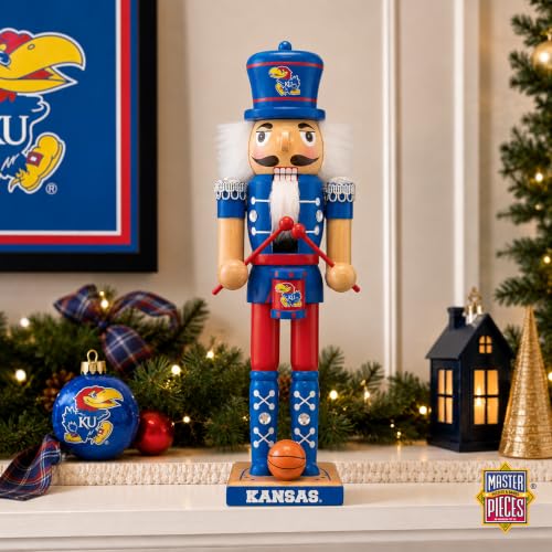 Kansas Jayhawks 12-Inch Wooden Nutcracker Figurine - Hand-Crafted Sports Decor