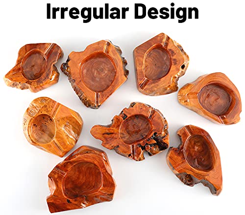 Rustic Wooden Cigar Ashtray with 2 Slots for Indoor and Outdoor Use