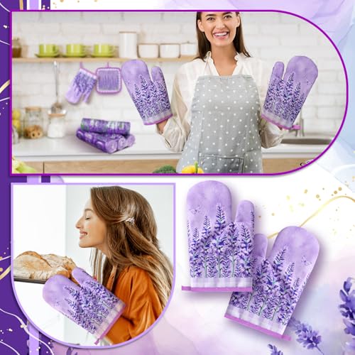 10-Piece Lavender Kitchen Set: Absorbent Towels, Oven Mitts, Rugs & Holders