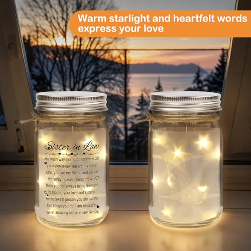 Sister-in-Law Mason Jar Night Light - Heartfelt Gift for Women - Sister-in-Law Variation
