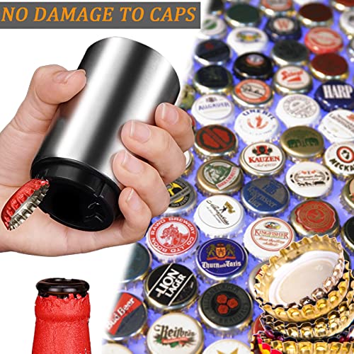 1pcs Automatic Stainless Steel Beer Bottle Opener with Magnetic Cap Catcher - Portable Pop-Off Bar Tool