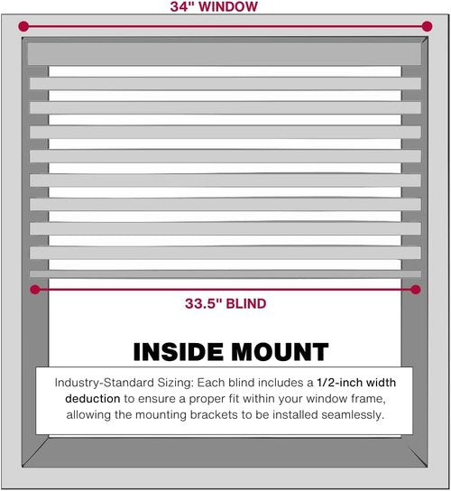 Lotus & Windoware Cordless Faux Wood Blinds - 34" Wide x 60" Long | Embossed Bright White Indoor Shades