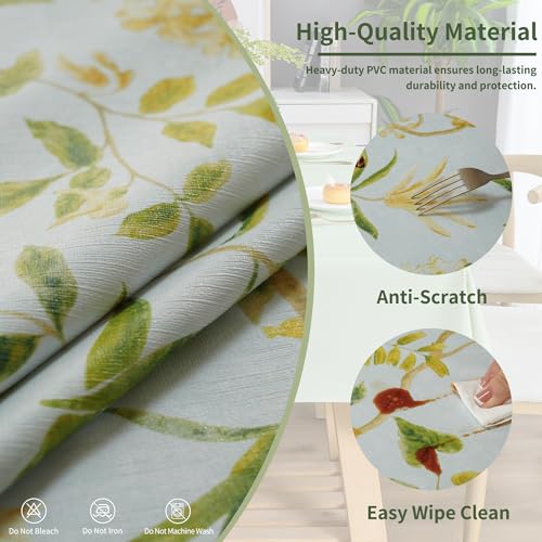 Waterproof Vinyl Rectangle Tablecloth 52x70 - Leaf Pattern Wipe Clean