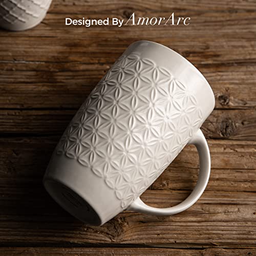 AmorArc Beige 20oz Large Ceramic Coffee Mug Set of 6 - Dishwasher & Microwave Safe