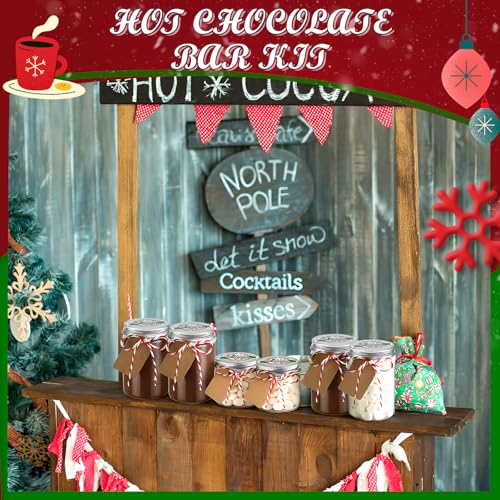 Plastic Hot Chocolate Jars Set with Lids, Labels & String - Christmas Bar Supplies