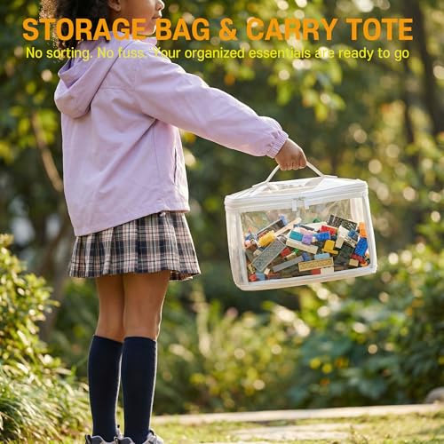 4-Pack Clear Toy Storage Bags with Handles and Reinforced Base