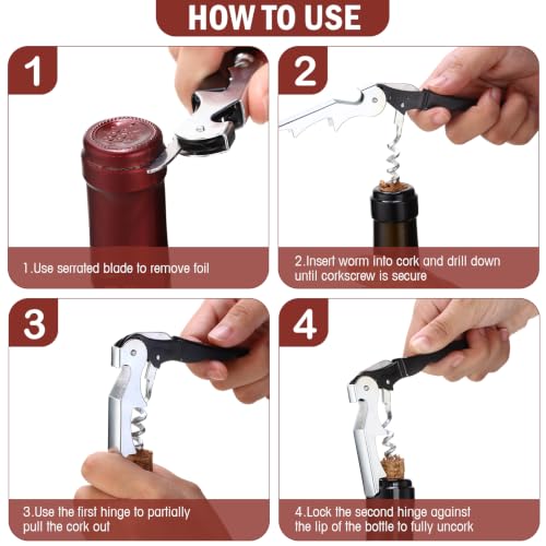 Honoson 16 Pcs Black Waiter's Corkscrew Wine Openers Set - Professional Quality