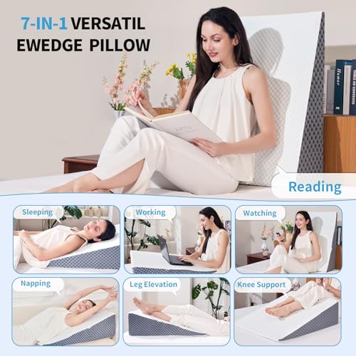 7.5-Inch Wedge Pillow for Sleeping, Back Support & Snoring Relief