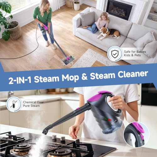 CozyCub 2-in-1 Steam Mop and Detachable Handheld Steam Cleaner with 8 Accessories