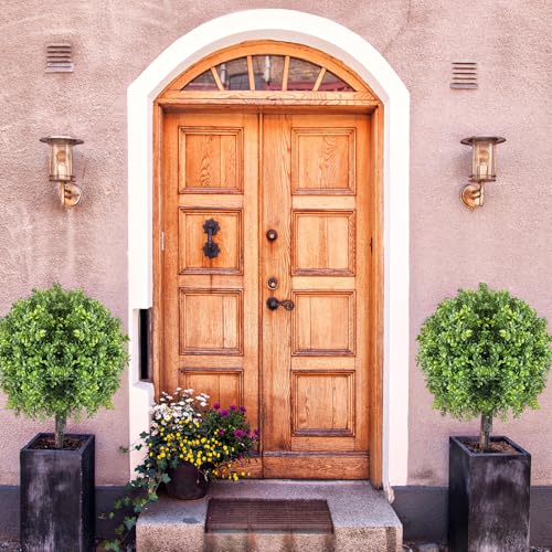 2 Pcs Artificial Boxwood Topiary Balls, 16-Inch UV Resistant Faux Shrubs