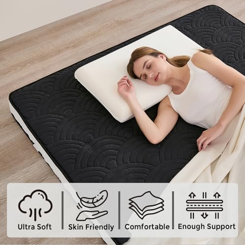 Portable Japanese Floor Mattress with Storage Bag and Non-Slip Bottom