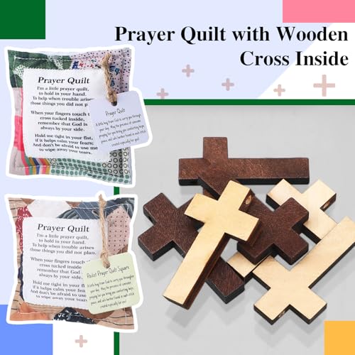 2-Pack Mini Pocket Prayer Quilts with Hidden Cross - Encouragement Gifts