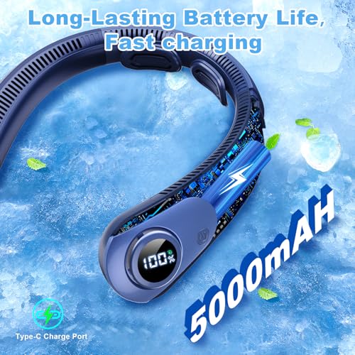 Portable Neck Fan Bladeless Rechargeable Personal Cooling Fan 5 Speeds