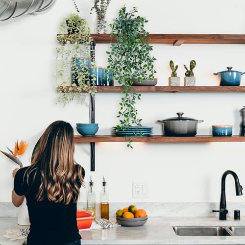 2-Pack Artificial Hanging Plants with Pots, Eucalyptus and Mandala Leaves