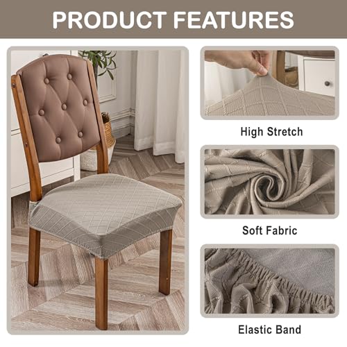 Waterproof Stretch Chair Covers for Dining Room - Set of 4, Taupe