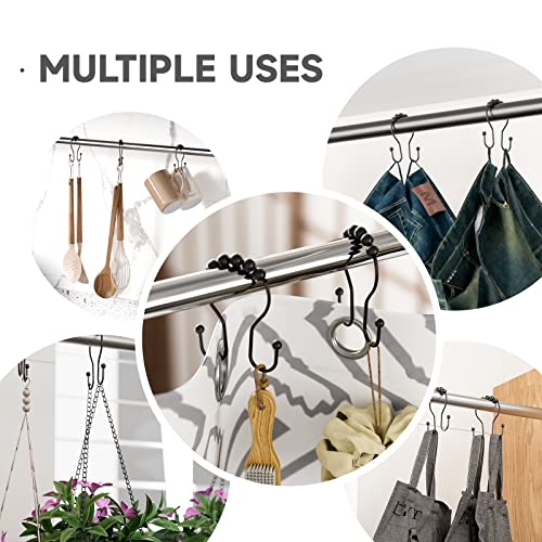 Double Shower Curtain Hooks - Rust-Proof Metal Rings for Curtain and Liner