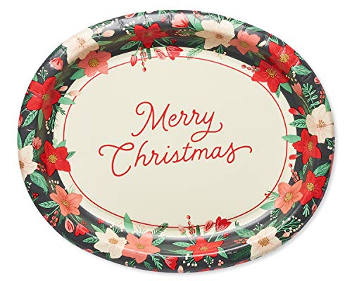 Christmas Platter - 36-Pack 12.25-Inch Winter Floral Paper Dinner Plates