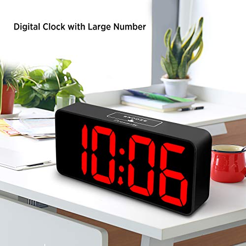 Large Digital Alarm Clock with 9-Inch Jumbo LED Display & USB Charger
