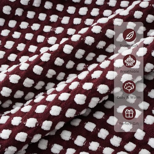 Battilo Red Textured Dot Throw Blanket 50x60 Inches - Ultra-Soft & Cozy