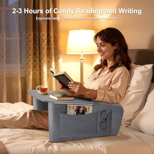Ergonomic Wooden Lap Desk with Arm Rests - 23.7" Surface for Laptops