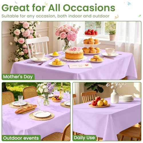 Disposable Light Purple Plastic Tablecloth 3-Pack - 54x108 Rectangular Cover