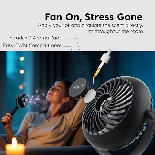 IRIS USA WOOZOO 3.5" Cordless Portable Personal Fan with Flexible Tripod Stand, 10-Hour Runtime, 360¡Æ Tilt, 3 Speeds, LED Light, Mosquito Repellent Tray, USB-C Charging, for Indoor/Outdoor Use, Black