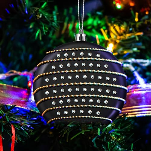 VioraWhite 48 Pcs 4 Inch Flat Black Christmas Ornaments Matte Discs