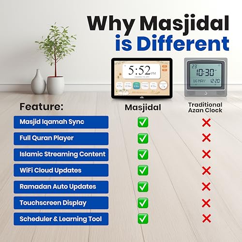 10-Inch Smart WiFi Digital Azan Clock & Quran Player for Muslim Home