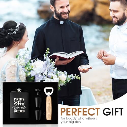 Black SiliFine Officiant Proposal Gift Set with Hip Flask, Shot Glasses & Funnel