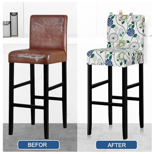 Stretch Bar Stool Covers Set of 4 - Jacquard Chair Slipcovers