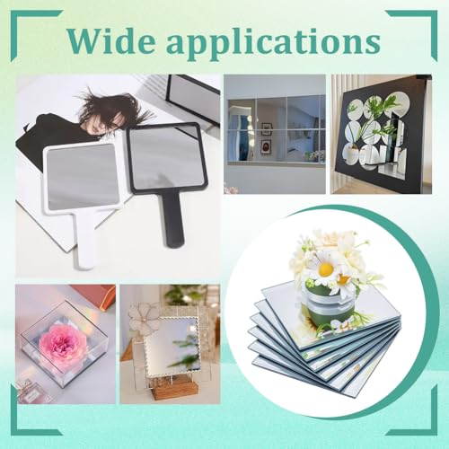 6 Pack Square Glass Mirror Tiles 4x4 Inch for Wall Decor and Centerpieces