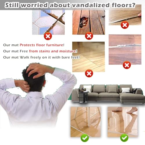 1.5mm Clear Floor Protector Mat for Hardwood Floors - 3x5ft