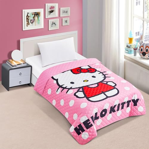 Twin Size Quilted Bedspread Set for Kids with Reversible Design
