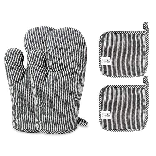4-Piece Heat-Resistant Oven Mitts and Pot Holders Set for Cooking