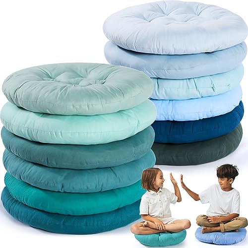 12-Piece Round Floor Cushion Set, 16-Inch Soft Seating Pillows for Kids