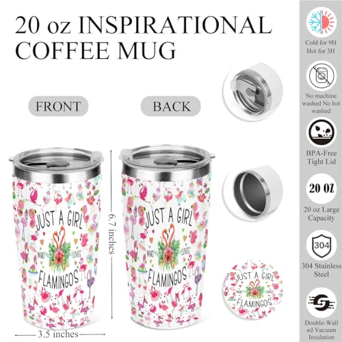 Girl Flamingo 20oz Stainless Steel Vacuum Insulated Tumbler - Animal Lovers Gift