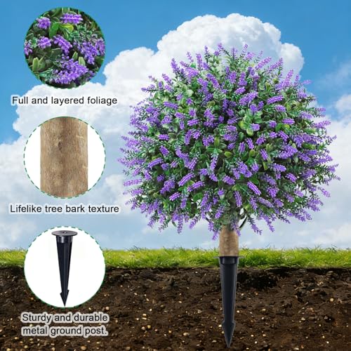 24-Inch Artificial Boxwood Topiary Trees, UV-Resistant Faux Plants (2-Pack)