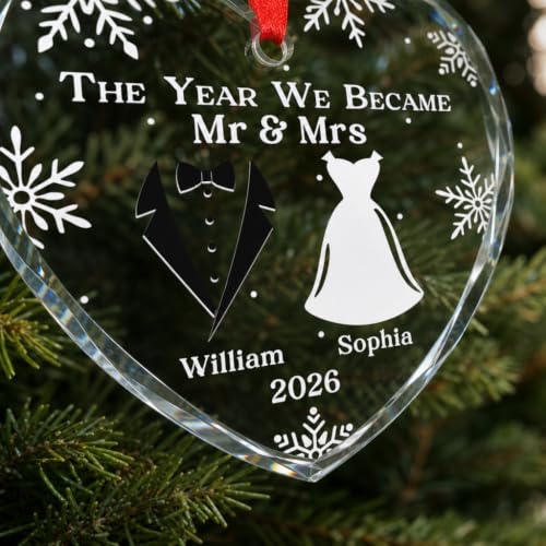 Personalized First Christmas As Mr & Mrs Glass Ornament 2026