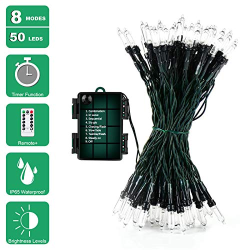 Koxly 18ft Warm White Battery Operated String Lights with Remote & 8 Modes