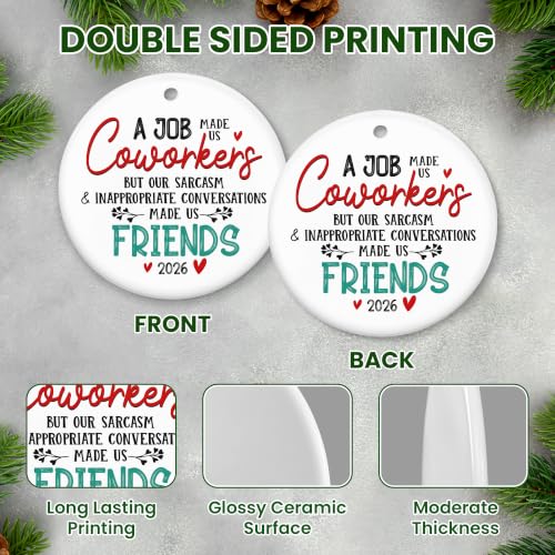 Funny Coworker Christmas Ornament - Ceramic Holiday Gift for Office Friends