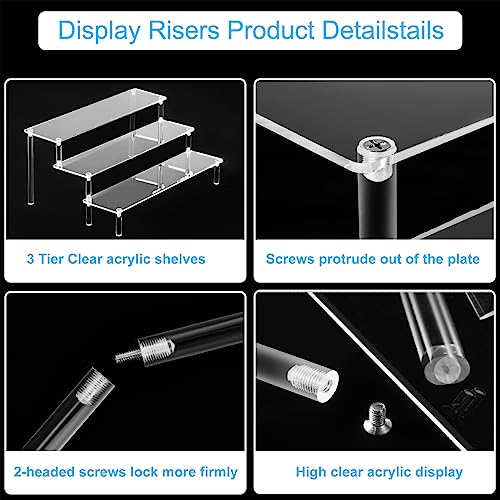 3-Tier Clear Acrylic Display Riser Stand for Perfume, Collectibles & Cupcakes