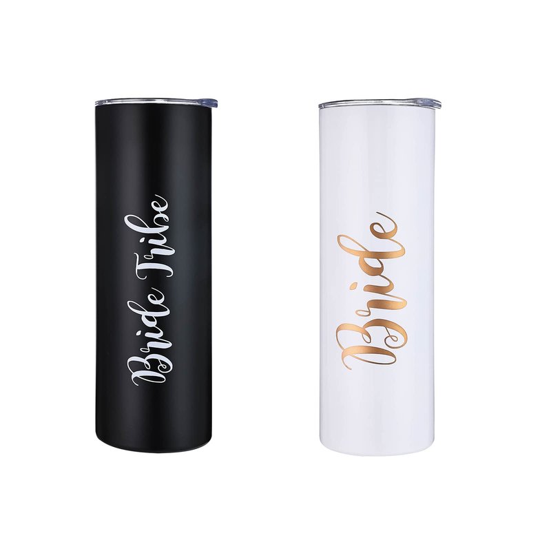 10 Pack Bride to Be Skinny Tumbler | 20 oz Bride Tribe Stainless Steel Wine Tumblers | Engagement Wedding Gifts Bridesmaids Mugs Bachelorette Party Supplies & Games
