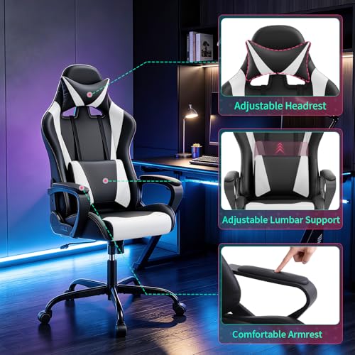 Ergonomic Gaming Chair with Lumbar Support and Adjustable PU Leather