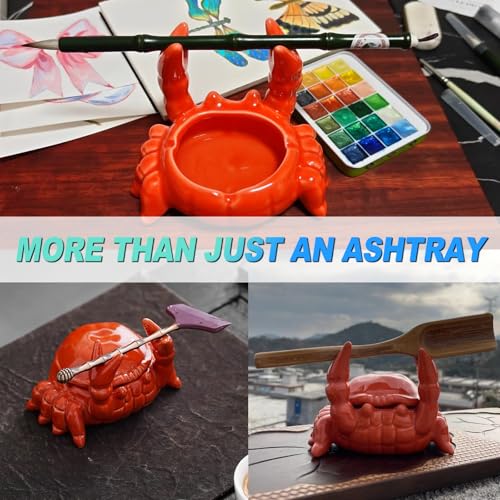 Ceramic Crab Ashtray with Lid - Windproof Desktop Organizer & Decor