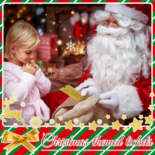 Gisafai 12 Pcs Christmas Express Train Tickets Bulk Gold Invitation, 7.9x3 in