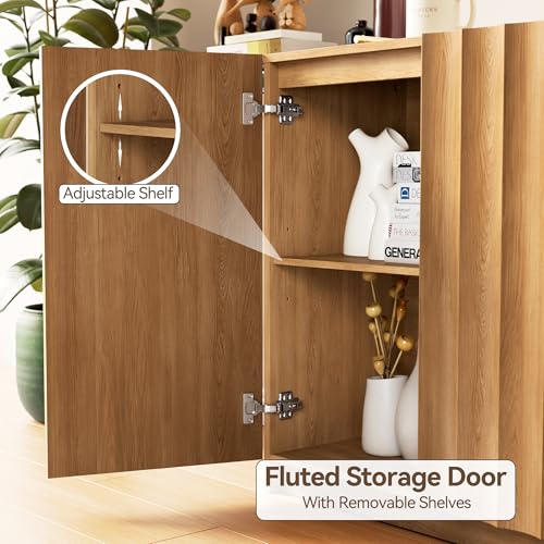 78.7" Fluted Sideboard Buffet Cabinet, Mid-Century Modern Credenza Storage
